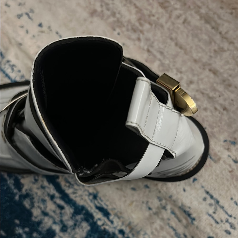 Balenciaga White Combat Boots with Gold Accents - Picture 8 of 11